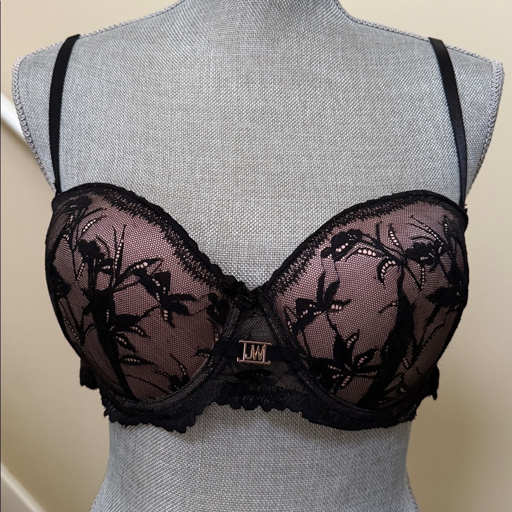 New NT-Jason Wu Lace Overlay Black Balconette Underwire Bra Size 38C. Multi-way.
